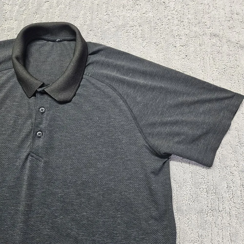 Lululemon Metal Vent Shirt Mens Large Gray Performance‎ Stretch Golf Casual EUC